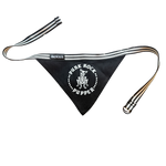 Punk Rock Pupper Adjustable Pet Bandana featuring a bold skeleton design inspired by traditional tattoo flash, perfect for punk rock dogs. A stylish and edgy pet bandana to add a punk vibe to your dog's accessories.