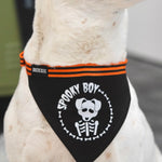 Large Spooky Boy dog bandana – designed for larger dogs, offering a fun and spooky Halloween look with a custom-made design.