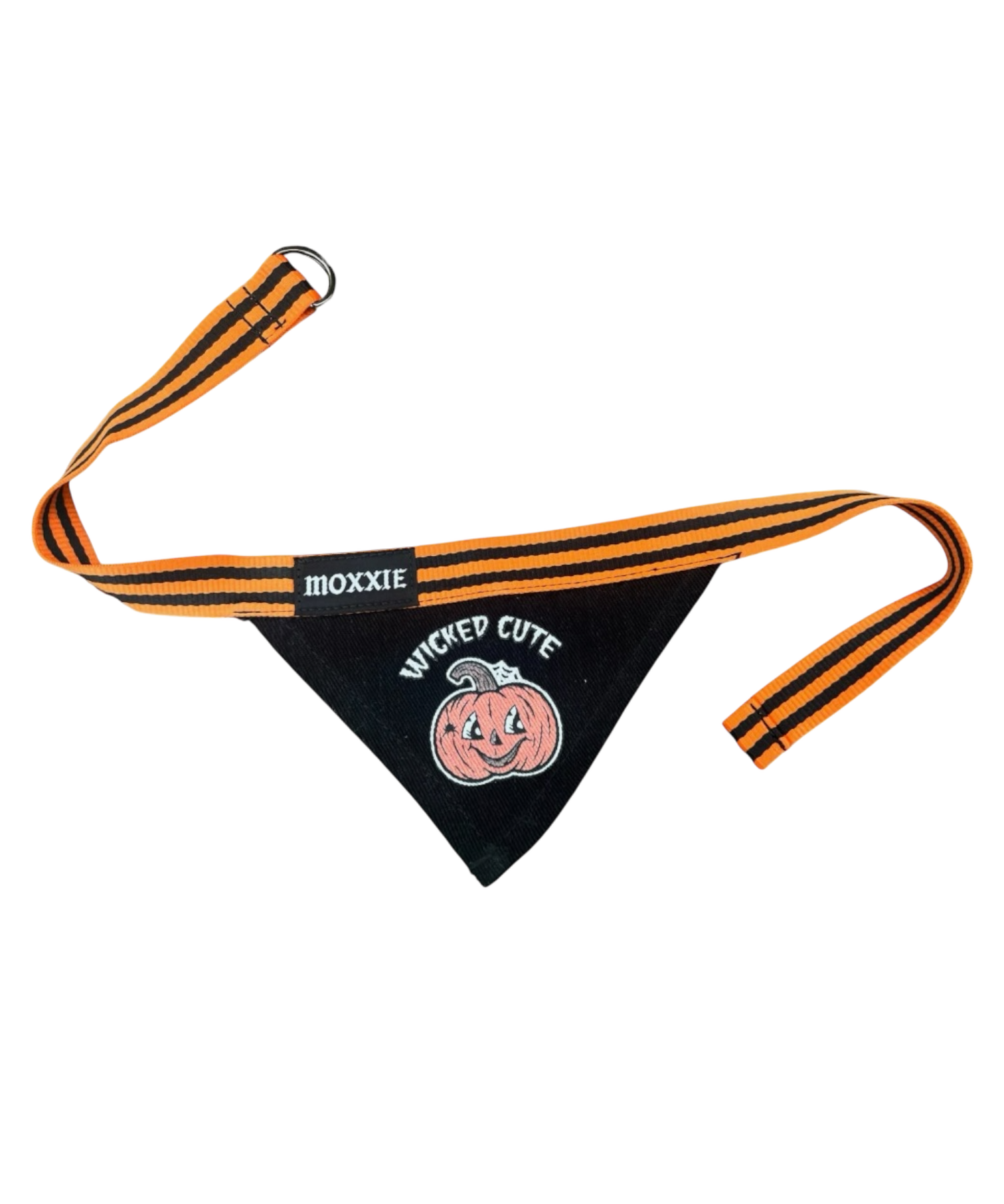 Custom-made pet bandana, featuring a pumpkin design – a must-have for dog apparel and Halloween lovers.