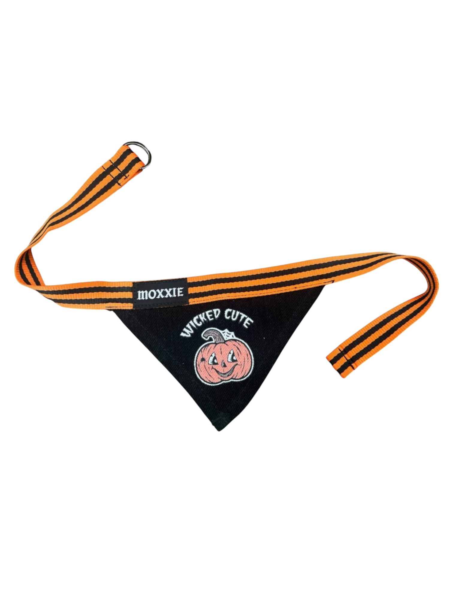Custom-made pet bandana, featuring a pumpkin design – a must-have for dog apparel and Halloween lovers.
