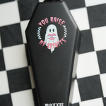 Emo-inspired coffin-shaped flask, perfect for goths and ghost lovers, bringing a spooky touch to your San Diego barware collection.