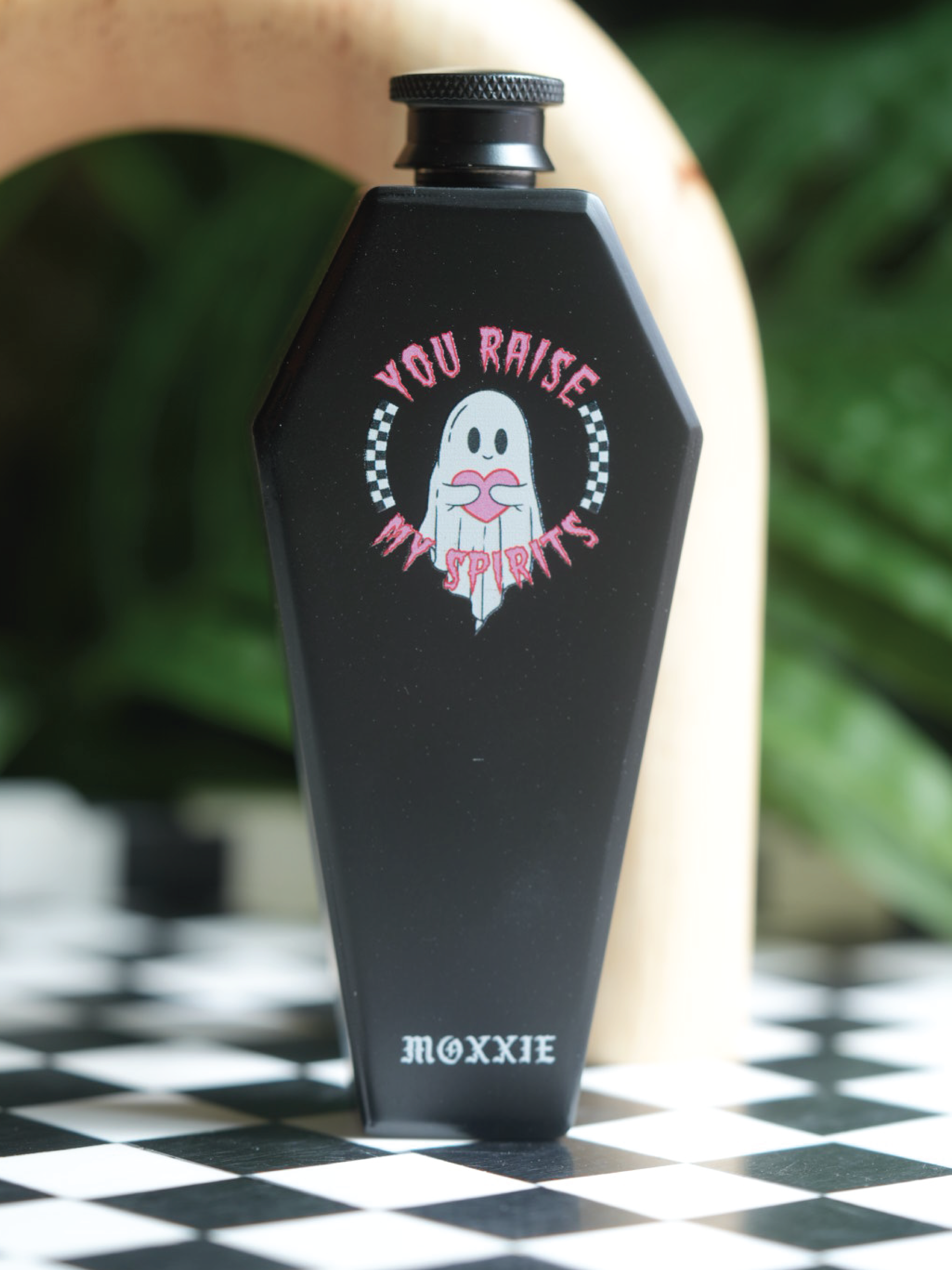 Gothic coffin flask for your favorite spirit – a unique custom barware piece to raise your spirits in California style.