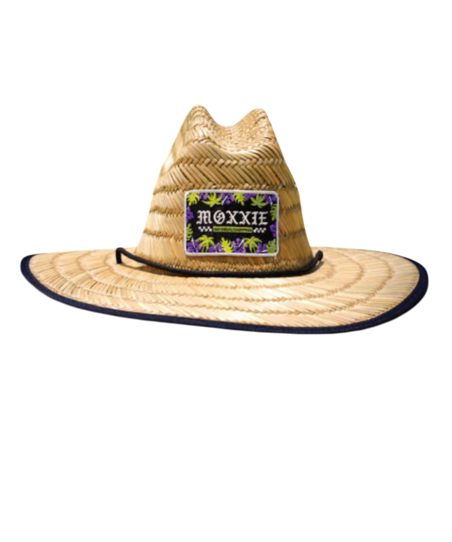 Moxxie Tiki Summer Beach Hat – a lifeguard-style sun hat with traditional tattoo flash for a bold, beach-ready look.