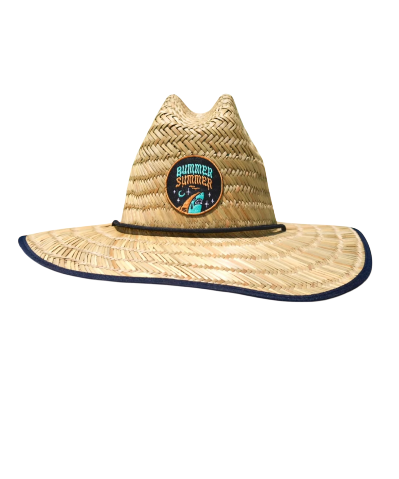 Emo-inspired Bummer Summer beach hat, featuring tattoo flash and 'Emo is Not Dead' for your summer wardrobe.