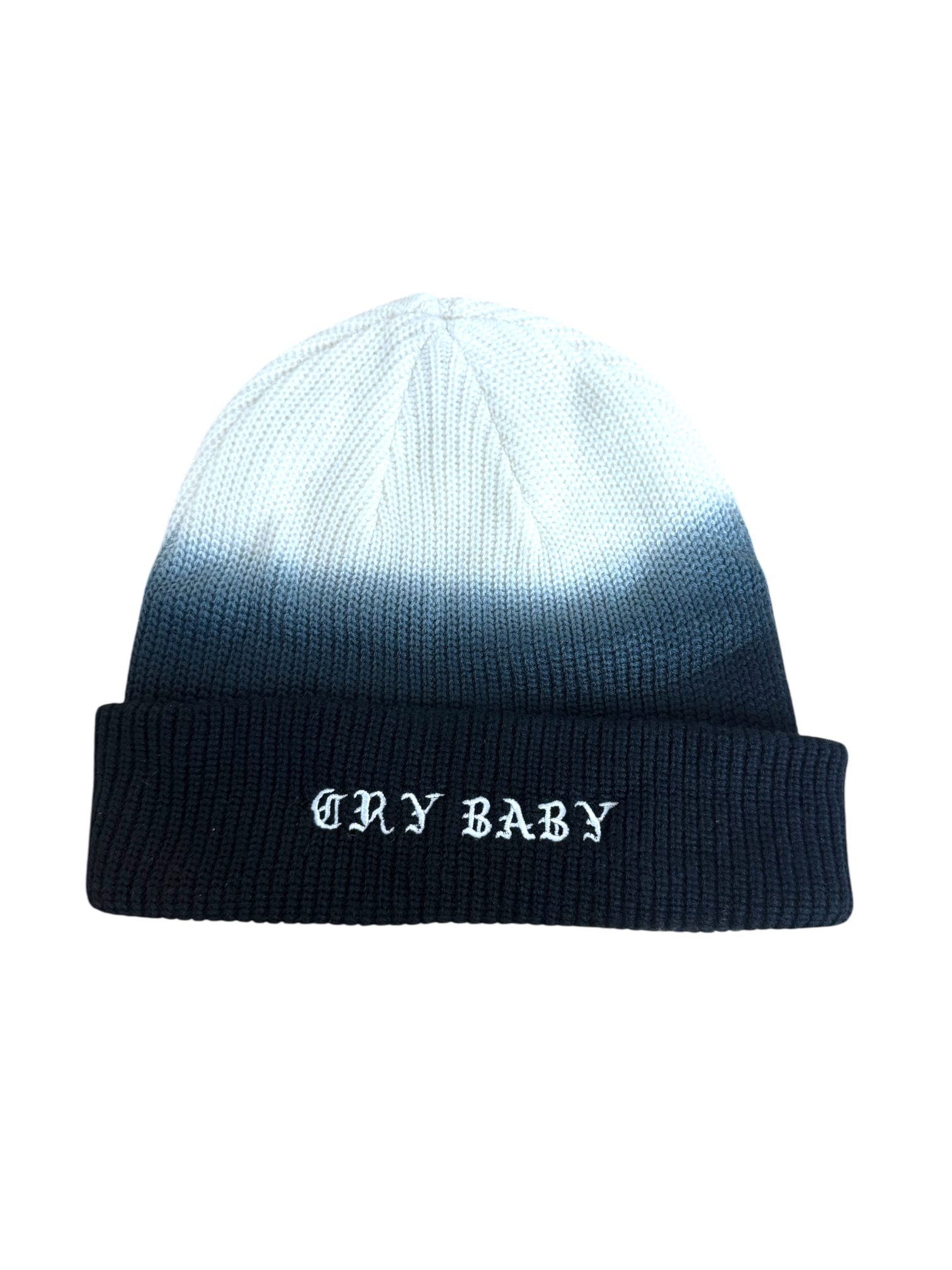 Emo-inspired Cry Baby beanie, featuring a stylish ombre design – perfect for Sad Diego and your next Emo Night.