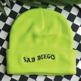 Sad Diego Collection neon yellow beanie – add a pop of color to your emo style for the next Emo Night.