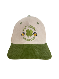 Jameson-inspired Irish Whiskey Social Club hat – a custom corduroy cap, ideal for celebrating St. Patrick’s Day.