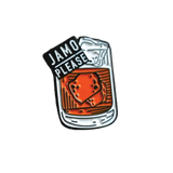 Close-up of the Irish lapel pin with Jameson Irish Whiskey design, perfect for St. Patrick's Day. Kiss me I’m Irish.