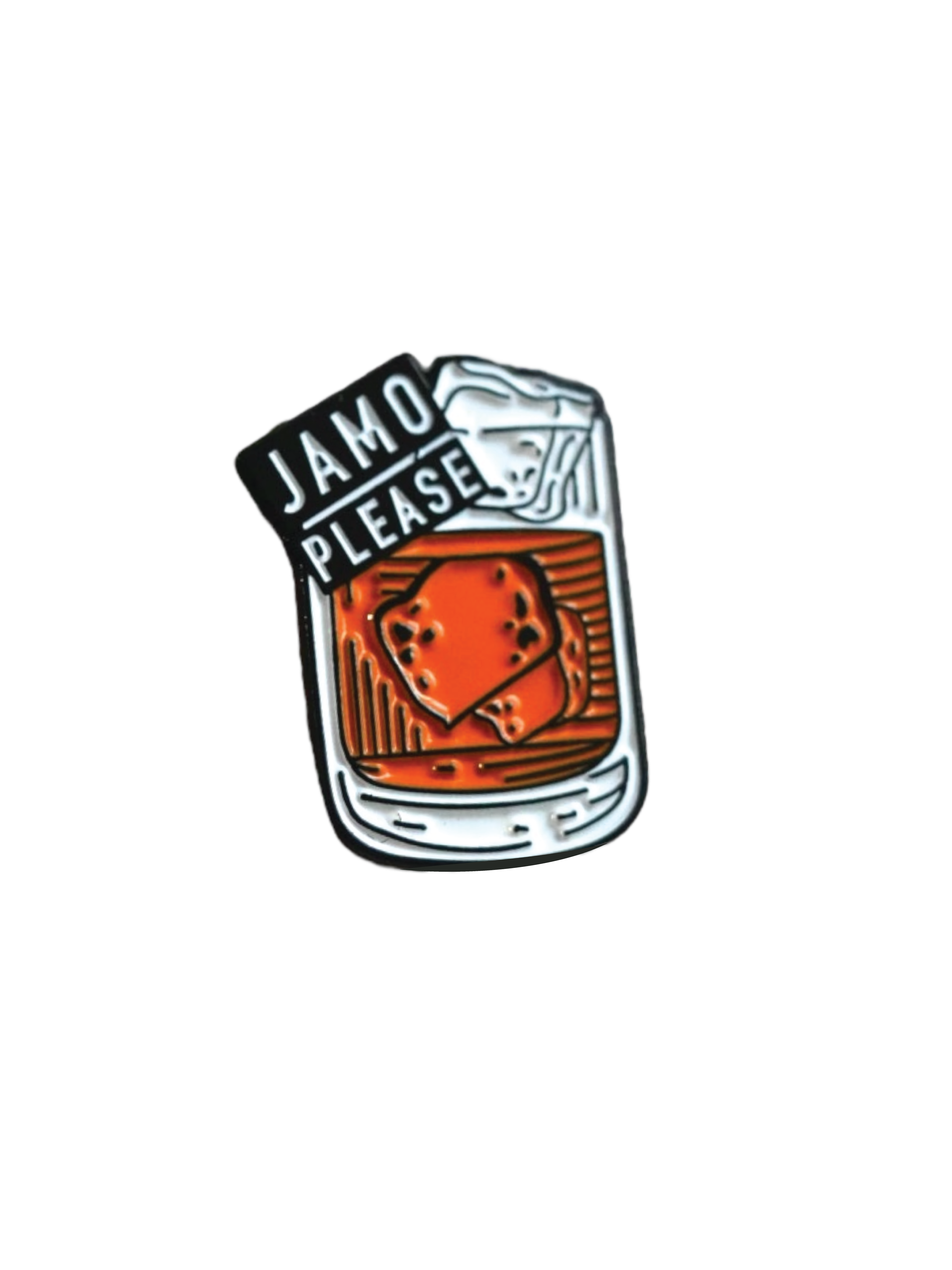 Close-up of the Irish lapel pin with Jameson Irish Whiskey design, perfect for St. Patrick's Day. Kiss me I’m Irish.