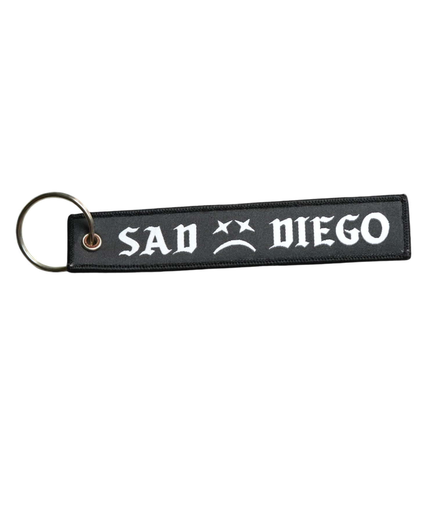 San Diego Emo night essential: Sad Diego woven keychain, the perfect blend of nostalgia and unique design.