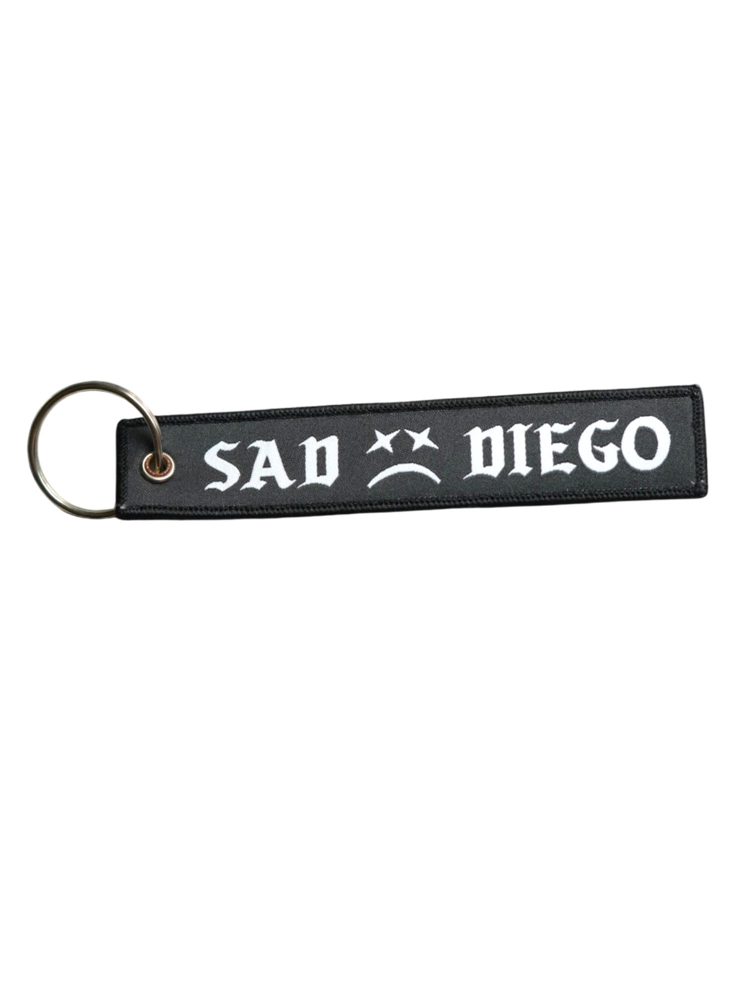 San Diego Emo night essential: Sad Diego woven keychain, the perfect blend of nostalgia and unique design.