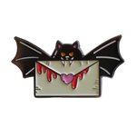 Batty for You pin featuring a spooky bat and love letter design, perfect for your Halloween pin collection.