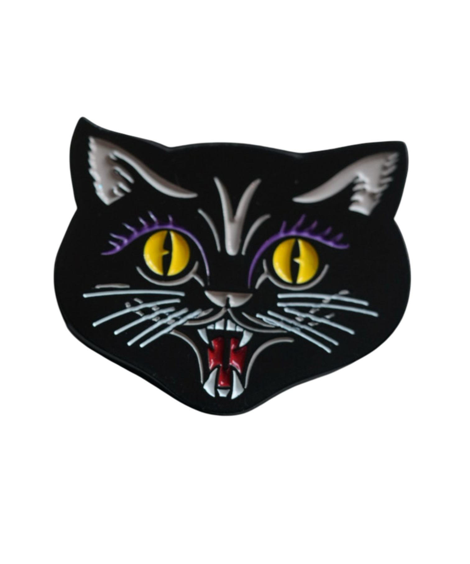 Vintage Halloween black cat pin, perfect for adding a spooky touch to your collection this season.