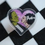 Spooky babe Frankenstein + Bride pin – a must-have for fans of romance and Halloween vibes.