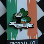 Kiss Me I'm Irish – this enamel pin is perfect for St. Patrick's Day celebrations and Irish whiskey fans.