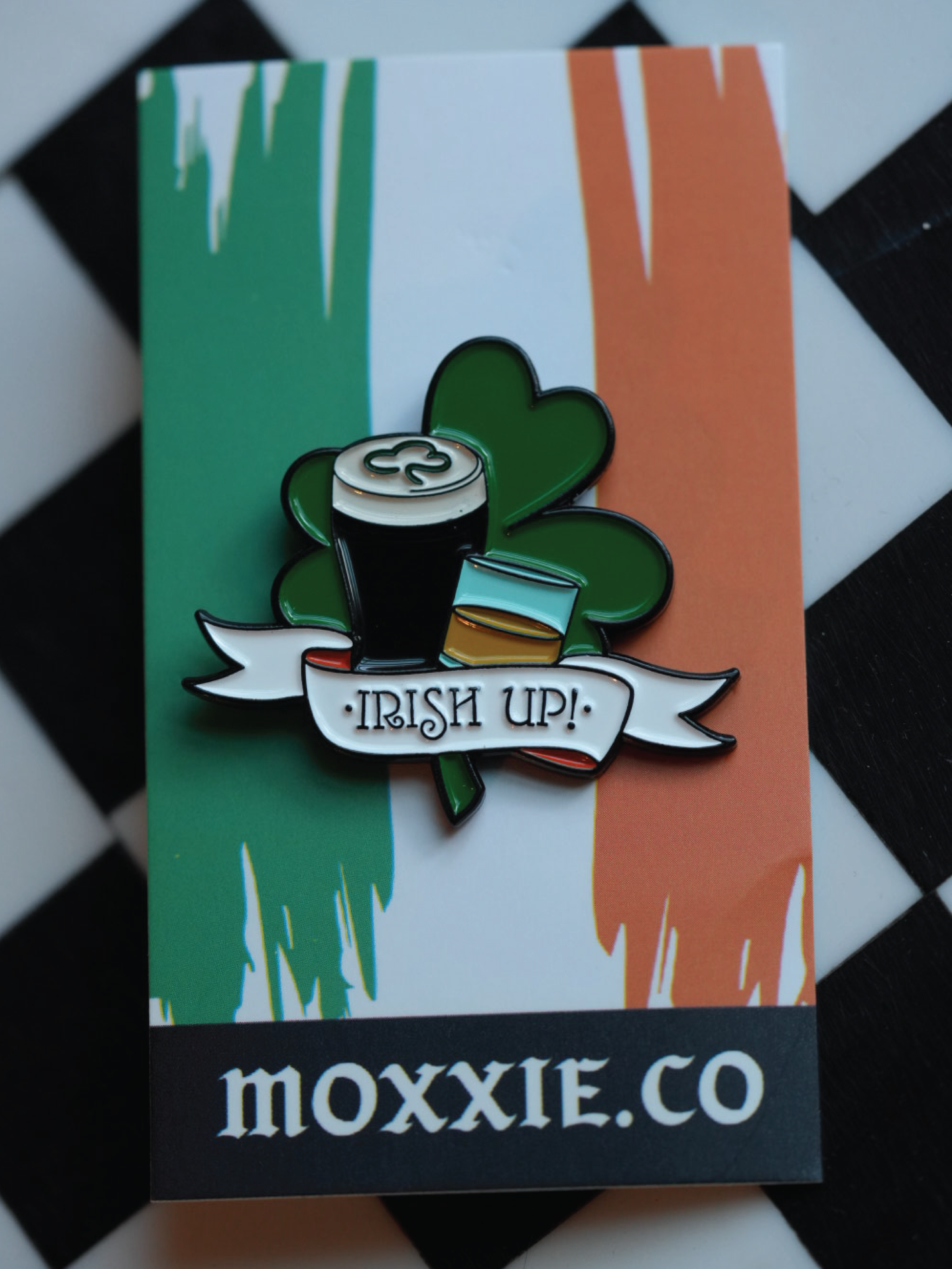 Kiss Me I'm Irish – this enamel pin is perfect for St. Patrick's Day celebrations and Irish whiskey fans.
