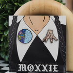 A creepy-cool Wednesday Addams pin set, ideal for spooky babes and lovers of the Addams Family.