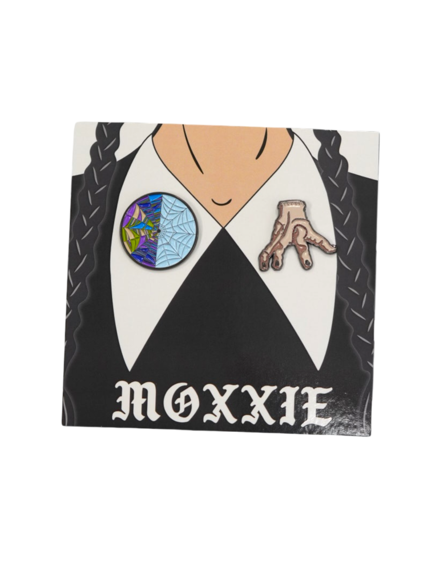 A must-have Wednesday Addams pin set for fans of the Addams Family, perfect for adding a spooky touch to your Halloween look.