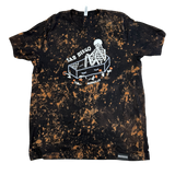 Sad Diego Coffin Hand Bleached Tee with a skeleton crying in a coffin design. Perfect for Emo girls and Emo boys. 