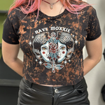 Show off your Moxy with the Have Moxxie Crop Top—hand bleached and distressed for a unique, bold look. A resilient choice for strong women supporting women.