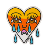 Emo Candy Corn crying heart sticker, ideal for sad boys and sad girls in San Diego.