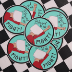 Set of 10 Handmaid's Tale stickers promoting women's rights, abortion rights, equal rights, and women's healthcare in protest.