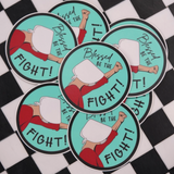 Set of 10 Handmaid's Tale stickers promoting women's rights, abortion rights, equal rights, and women's healthcare in protest.
