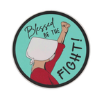 Feminist sticker featuring a Handmaid from The Handmaid's Tale, symbolizing the fight for women's rights, equal rights, and abortion rights in protest for women's healthcare and equality.