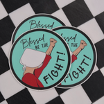 Set of 3 feminist stickers featuring a Handmaid from The Handmaid's Tale, advocating for women's rights, equal rights, abortion rights, and women's healthcare.