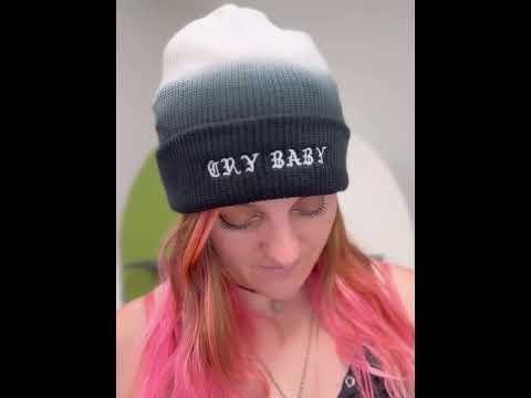 Cry Baby ombre beanie – the perfect accessory for Emo Night, blending sad vibes with a stylish design.