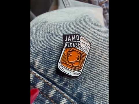 Complete your look with adding Jamo Please lapel pin on your denim jacket. Perfect for whiskey lovers and St. Patrick's Day.
